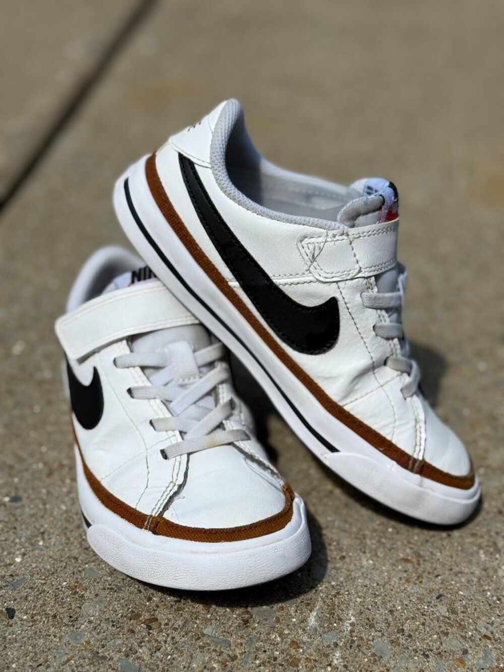 Nike Court Legacy Kids 13C White Black Gum Sneakers Retro Tenniscore Preppy3124